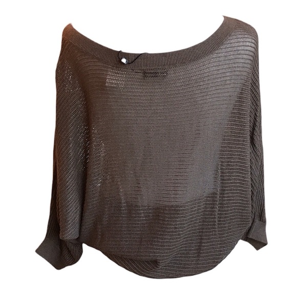 NWT Express Mesh Dolman Knit Sweater Top Taupe Brown Shirt M - Picture 5 of 12
